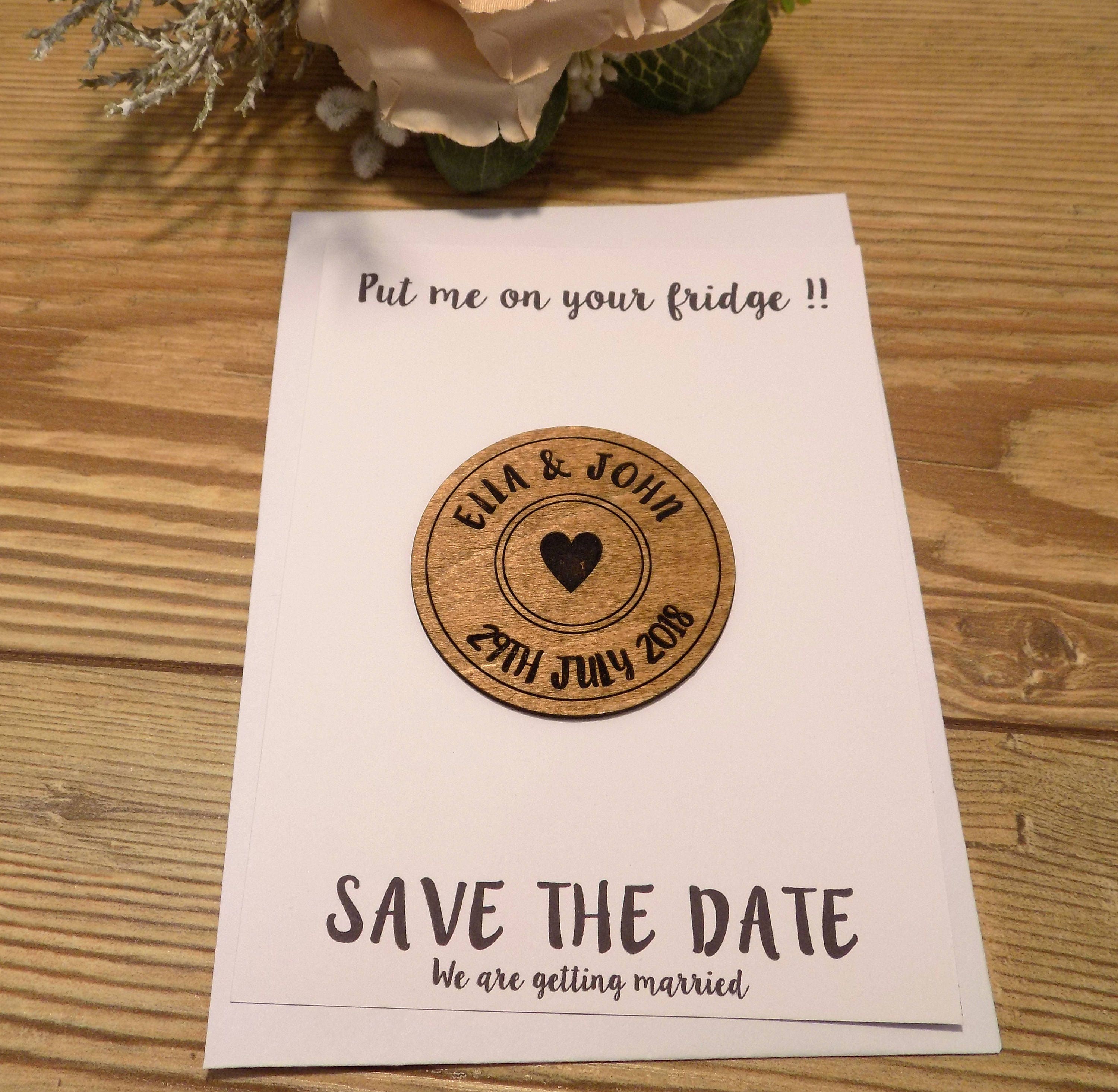 Save the Date wooden Fridge with heart detail