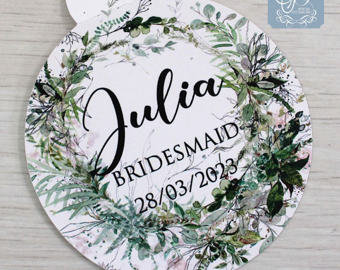 Personalised Wedding Hanger tag, Wedding Guests, Wedding favour gift, Bride and Groom, Fern