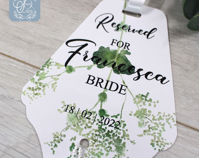 Personalised Wedding Reserved Seat hanging tag includes white tassel, Wedding favour gift, Bride and Groom