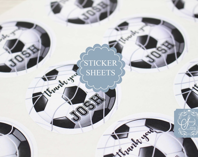 Personalised Circle Stickers for sweet cones, Party stickers, Football theme, Party favour, favor bag stickers