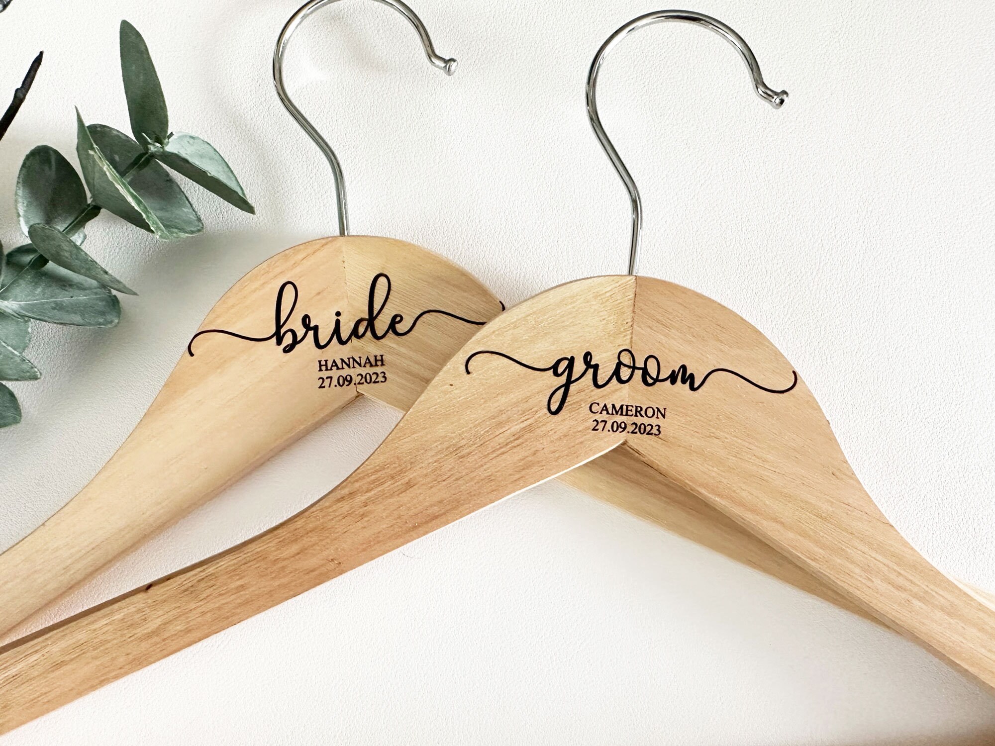 Engraved Hangers for Wedding, Personalised Wooden Coat Hanger for Bride and  Groom, Bespoke Wedding Day Hangers, Bridal Keepsake 