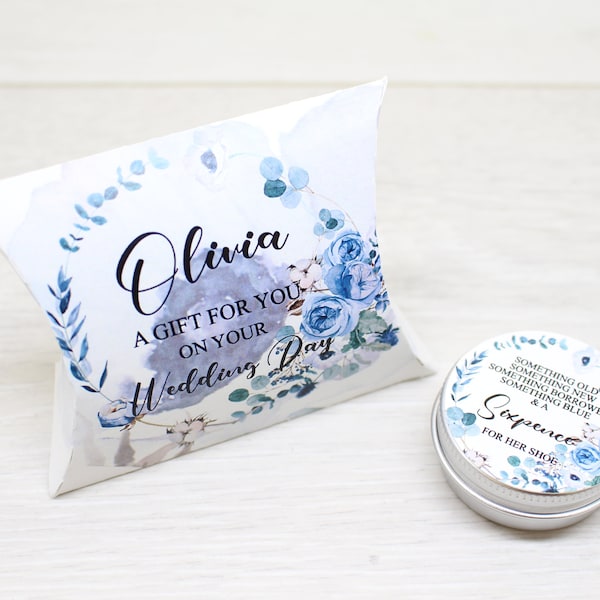 Something Old, Something New... and a Sixpence for her Shoe in a keepsake Tin, Bride gift, Wedding Favour