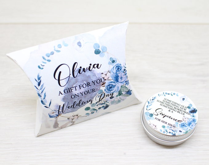 Something Old, Something New... and a Sixpence for her Shoe in a keepsake Tin, Bride gift, Wedding Favour