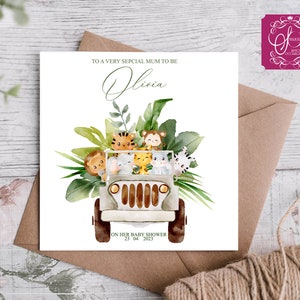 Cartão de chá de bebê personalizado com tema de selva