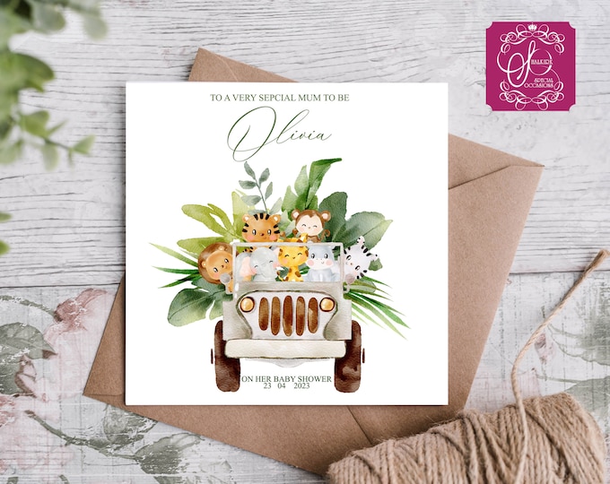 Personalised Baby Shower Card Jungle Theme