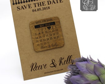 Save the date magnet Calendar style  -  brown card