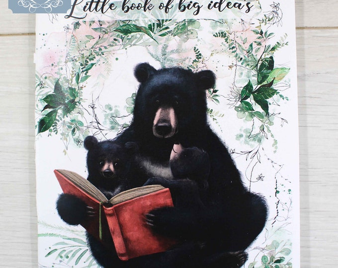 Handmade A5 Personalised  Note Book, Exercise Lined Book, Lined Paper, Black bear design