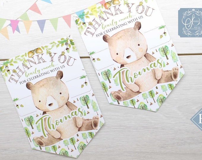 Personalised decorative, garland, bunting party favour, Happy Birthday, Baby shower Teddy bear theme