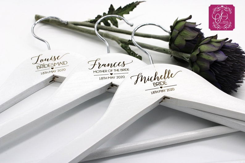 Personalised Wooden engraved Wedding Coat Hanger with Personalised Detail, adult or children's hanger 