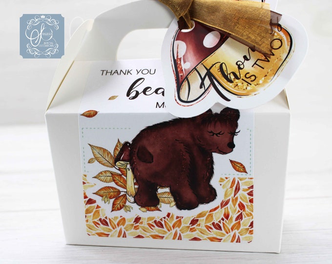 Personalised favour, Gable Party Activity Gift Cake Box , Lunch Boxes for Wedding, birthday, christening, Little Brown Bear