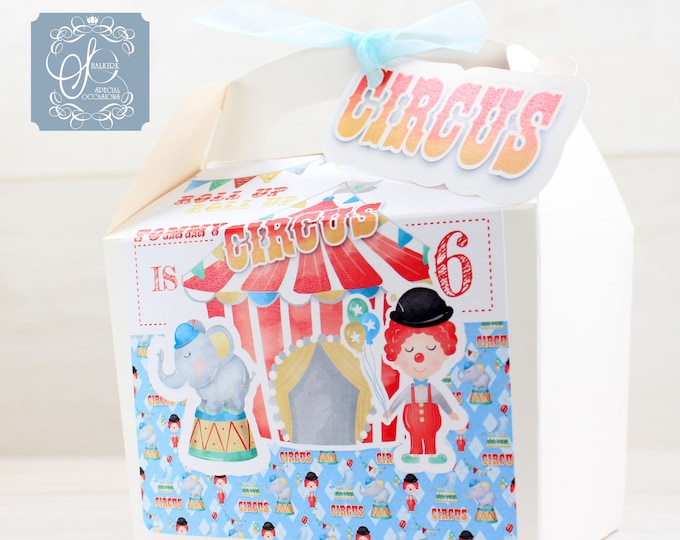 Personalised Boy's Children's Gable Party Activity Gift Cake Lunch Boxes for Wedding, birthday, christening, Circus, Roll up roll up