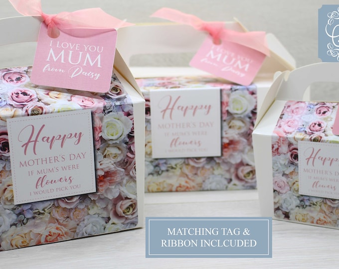Personalised Mother's Day, Afternoon Tea party favour cake treat box, favor gift box,