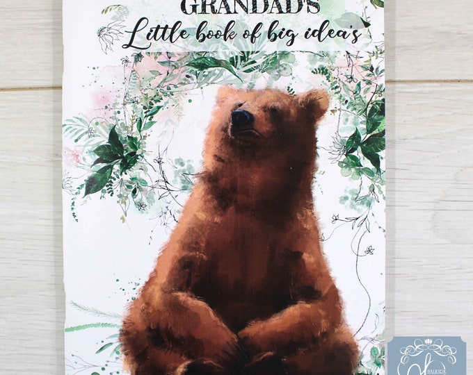 Handmade A5 Personalised  Note Book, Exercise Lined Book, Lined Paper, Brown bear design