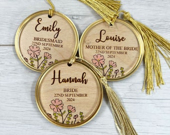 Personalised Wood Acrylic Wedding Hanger Tag hand painted