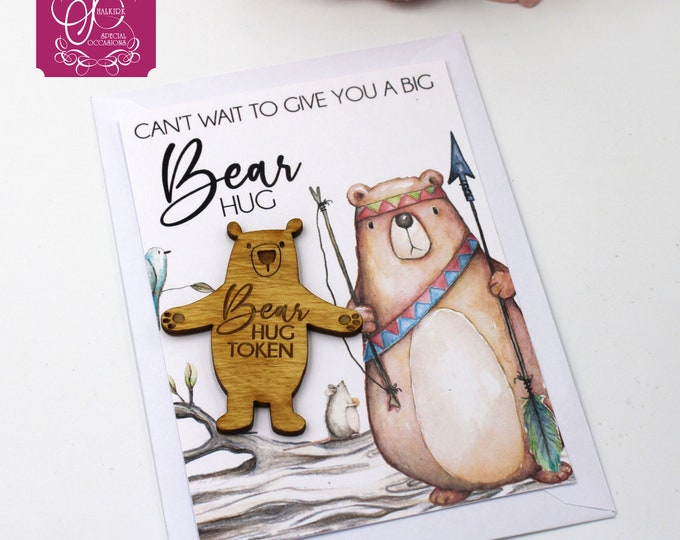 Pocket Bear Hug Token on Card with cute bear