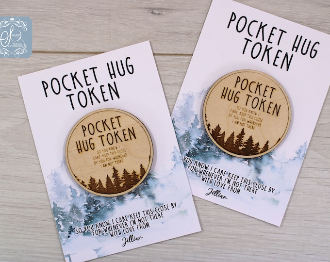 Personalised Wood Engraved Pocket Hug Token