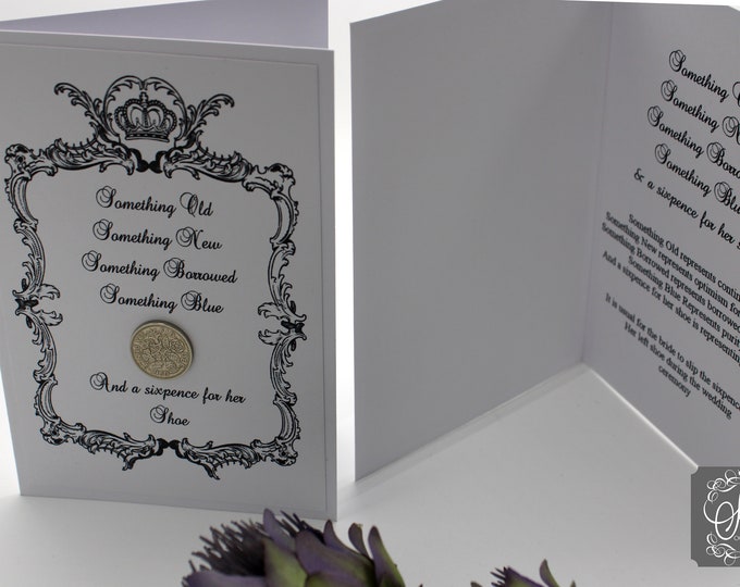 Silver Sixpence for her shoe Card