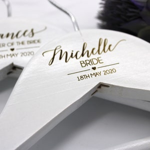 Personalised Wooden engraved Wedding Coat Hanger with Personalised Detail, adult or children's hanger imagem 6