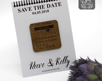 Save the Date magnet calendar style - wedding white card