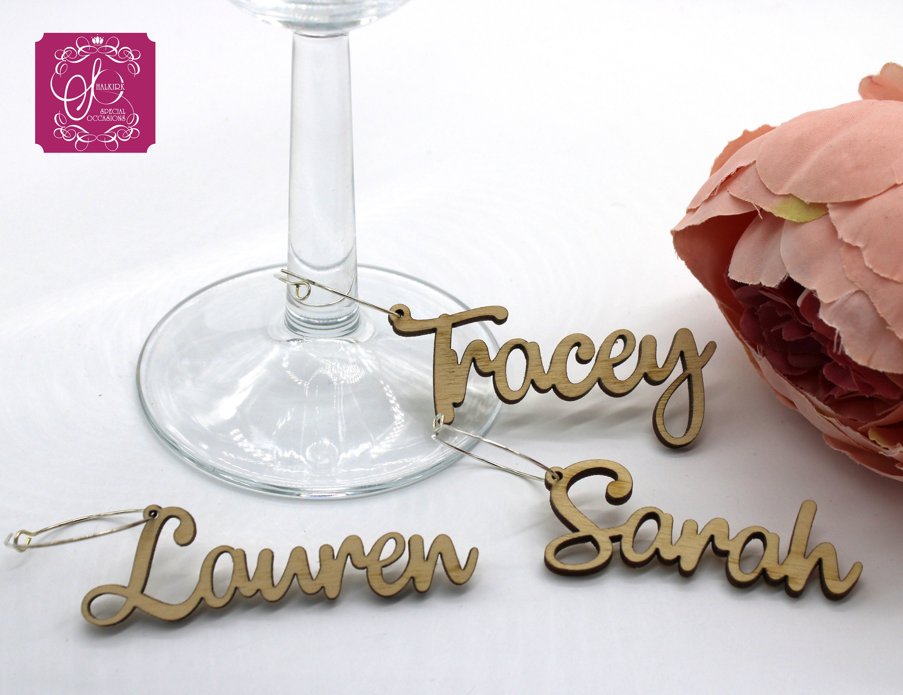 Personalized Wine Glass Charms Custom Name Tags Hen Party Cocktail Bar  Champagne Birthday Drink Markers Laser Cut Place Cards Name Settings 