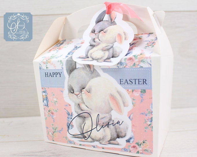 Personalised Easter, New Baby, Gable Party Activity Gift Cake Lunch Boxes for Easter, Easter Bunny