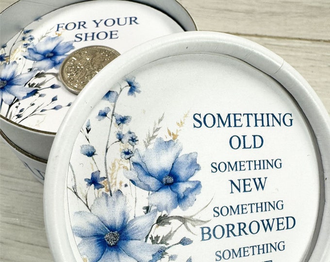 Wedding Sixpence Gift, Something Old, New, Borrowed Blue & a sixpence for her shoe