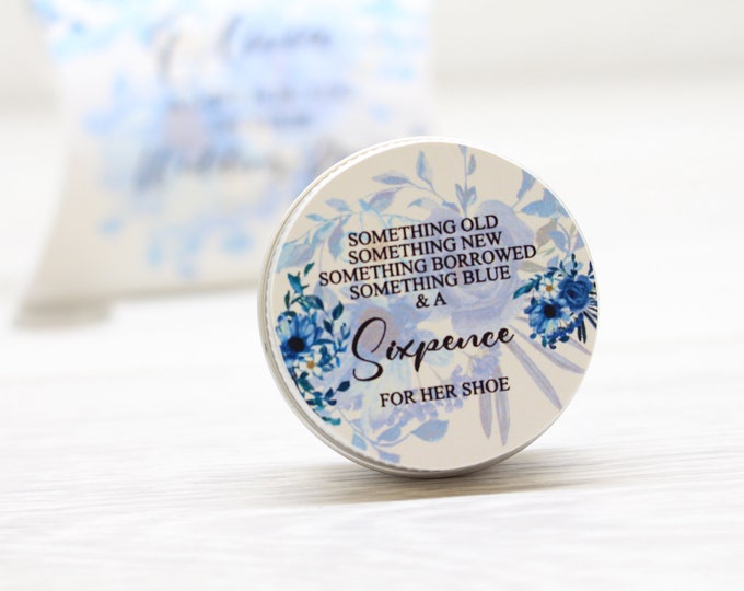 Something Old, Something New... and a Sixpence for her Shoe in a keepsake Tin, Bride gift, Wedding Favour