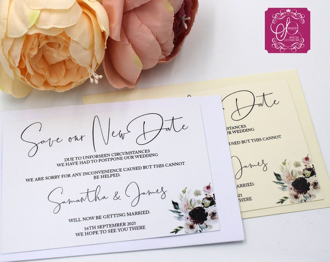 Floral Wedding Card Save our New Date