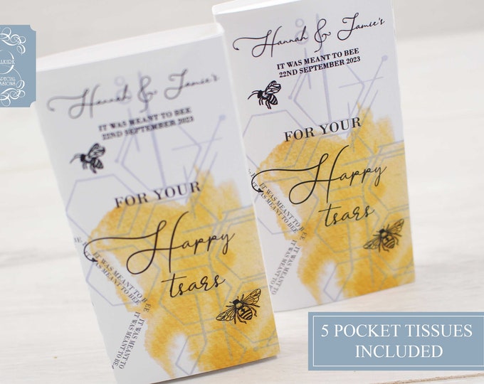 Personalised Wedding Favour Pocket Tissues, Wedding Tissues, For your Happy Tears