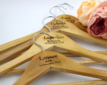 Personalised wooden wedding coat hangers