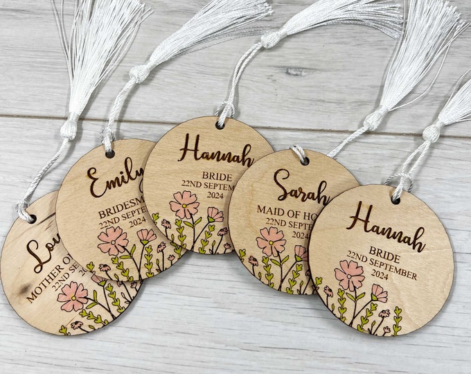 Wedding Hanger Tag engraved and hand painted.
