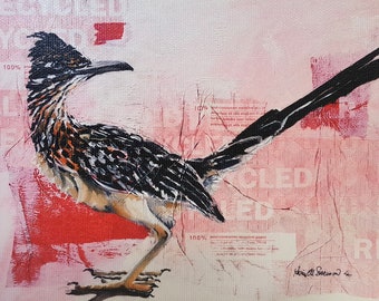 rrr - (recyled roadrunner) - giclee reproduction from a painting of a roadrunner