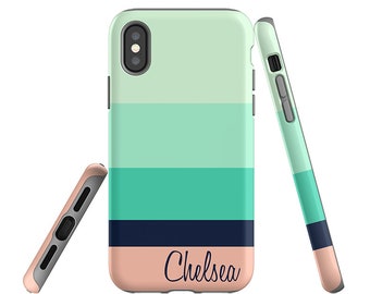 iPhone 7 Case, Samsung Galaxy S8 Case, Mint Stripes, iPhone 8 Case, iPhone 7 Plus Case, Personalized, iPhone 8 Plus Case, Summer Colors