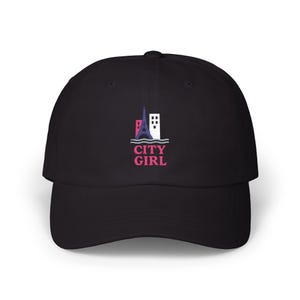 City Girl Parisian Embroidered Cap | 100% Cotton | Adjustable Back Strap | Available in black, khaki, or grey | Paris style | France Gift