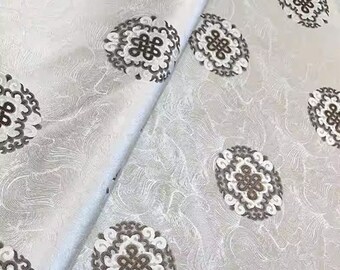 Off-white color brocade fabric, jacquard fabric, Chinese style fabric, Cosplay dress fabric