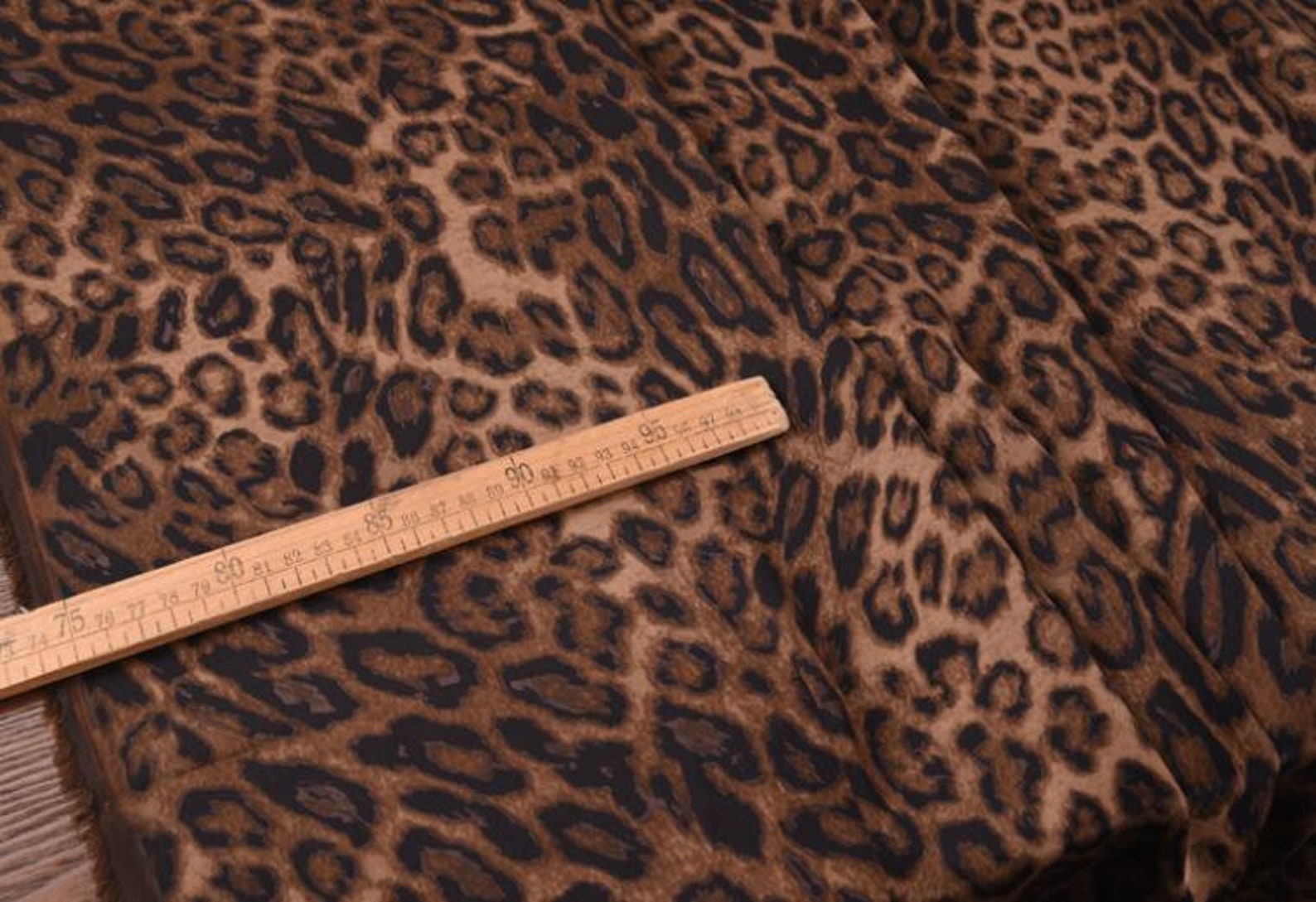 100% Silk fabric with leopard pattern brown leopard silk | Etsy