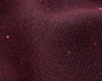 50% Wool blend purple red color fabric with sequins , thicken fabric,  Autumn and winter suit fabric