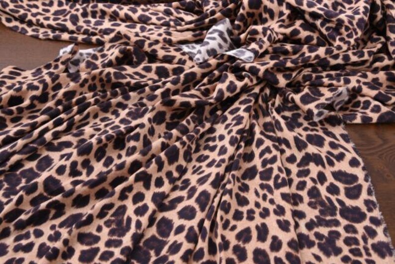 by the yard silk dress leopard style silk fabric Brown color silk stretch fabric