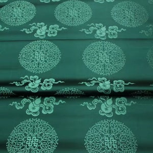 Dark green color gourd pattern brocade fabric, jacquard fabric, by the yard