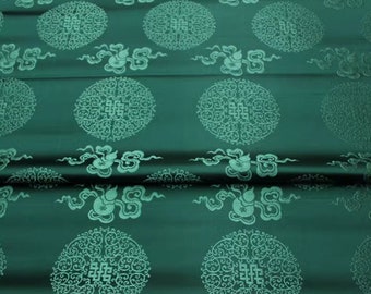 Dark green color gourd pattern brocade fabric, jacquard fabric, by the yard