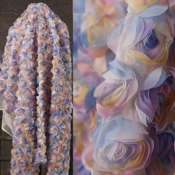 3D Flower pattern mesh fabric, wedding mesh fabric, fabric by the yard