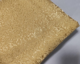 WYPRZEDAŻ - 30% ZNIŻKI - Jasnozłota tkanina brokatowa ze wzorem ziarna pszenicy, tkanina na sukienki cosplay, cięta na wymiar