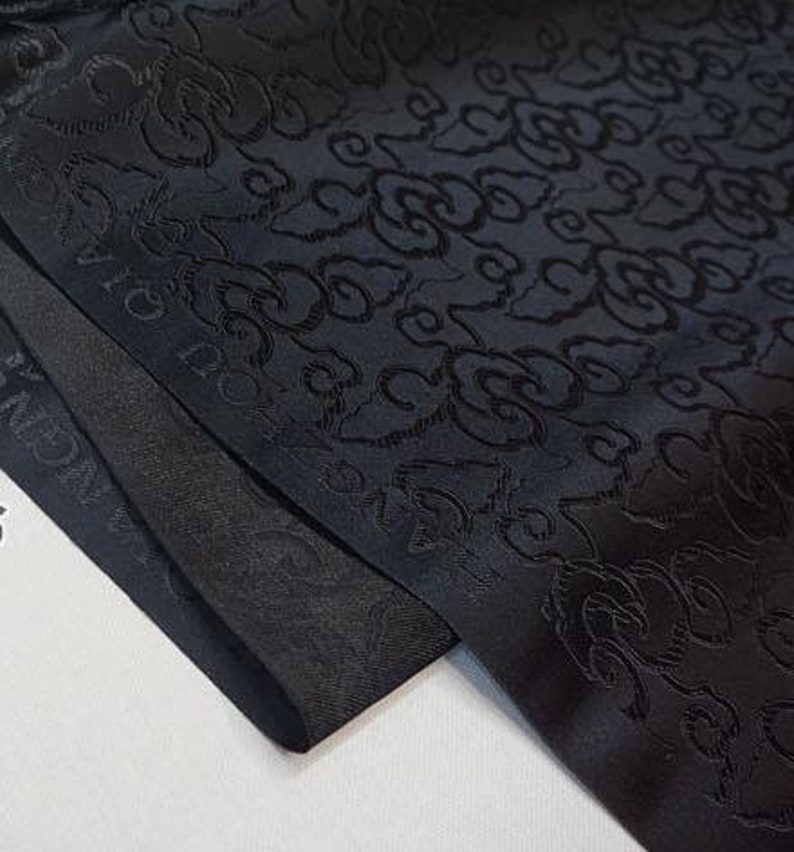 Black Color Brocade Fabric Jacquard Fabric by the Yard - Etsy