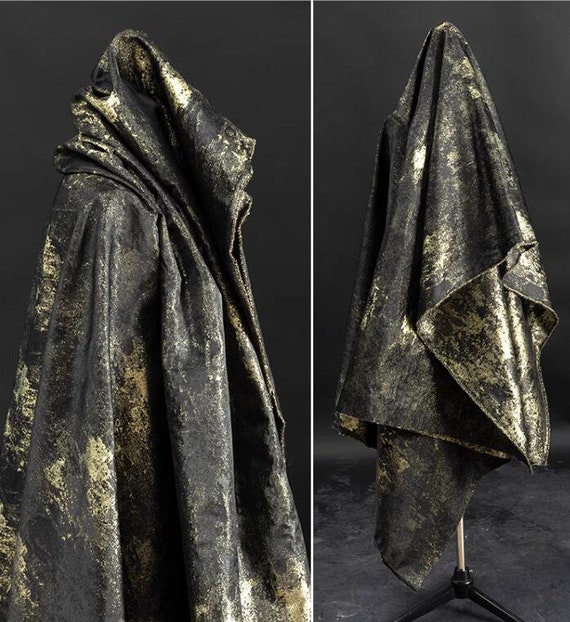 black and gold dress material Wide Fabric, Black Gold Color Jacquard Fabric, Wedding Dress Fabric,  Cosplay Dress Fabric, Fabric by the Yard