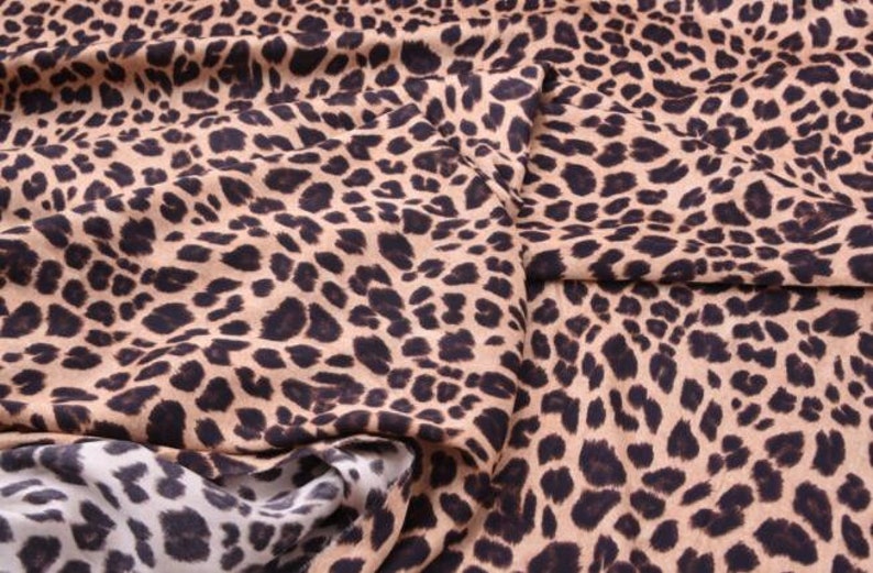 by the yard silk dress leopard style silk fabric Brown color silk stretch fabric
