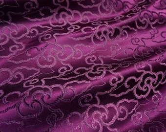 Purple color brocade fabric, jacquard fabric, by the yard