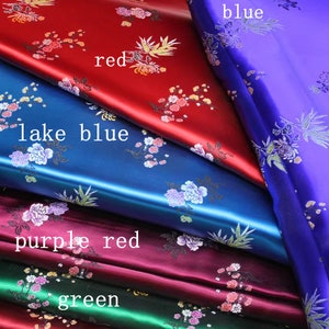 Chinese style red/green/blue/purple red color brocade satin fabric, cushion fabric, flower style fabric, beautiful meaning  pattern fabric