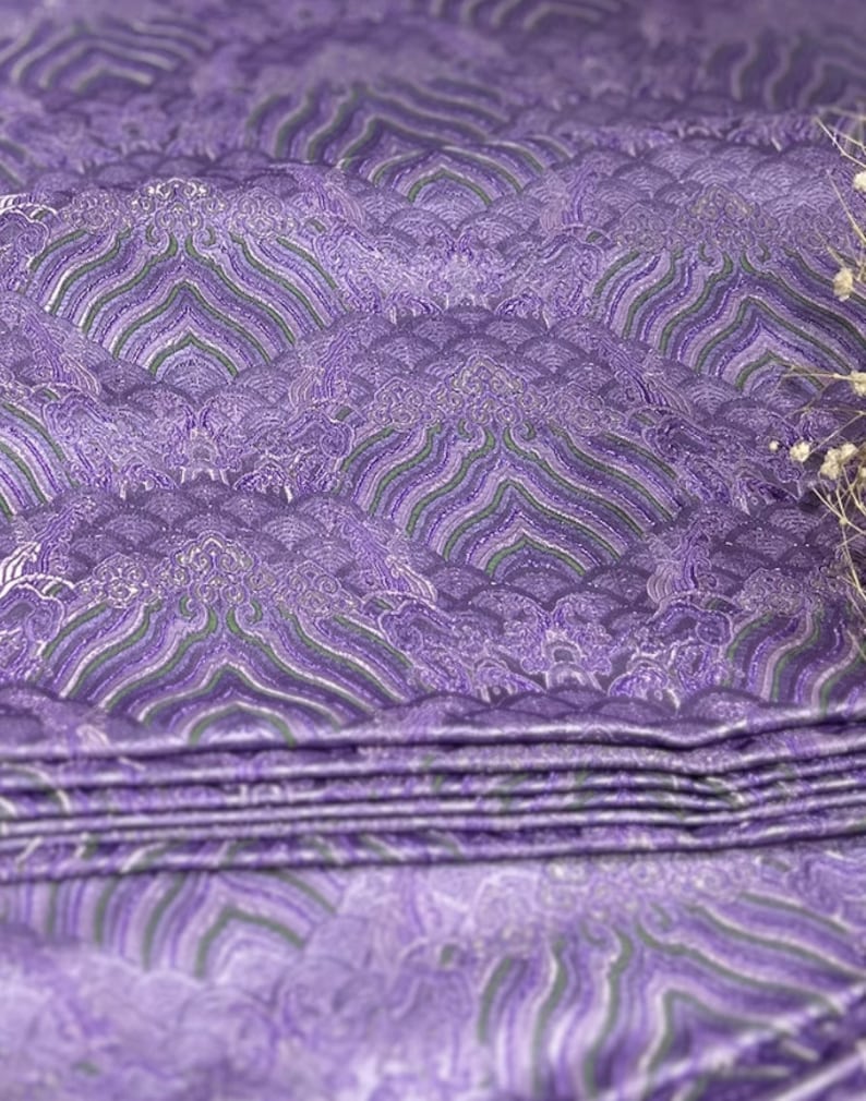 Light Purple Green Color Brocade Fabric, Jacquard Fabric, Chinese Style ...