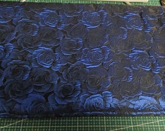 On sale-Black red color jacquard fabric with rose pattern, cosplay dress jacquard fabric by the yard