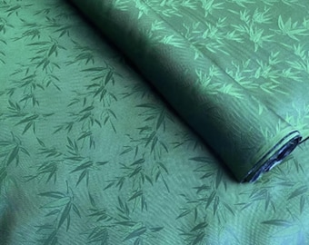 Green silk fabric, bamboo style fabric by the yard